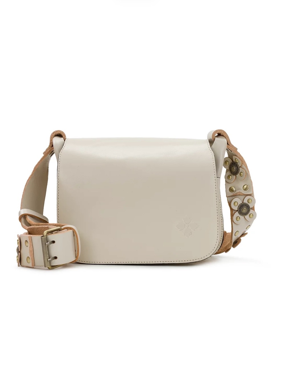 PATRICIA NASH Armerina Square Flap White Leather Flap Saddle Bag Guitar Strap